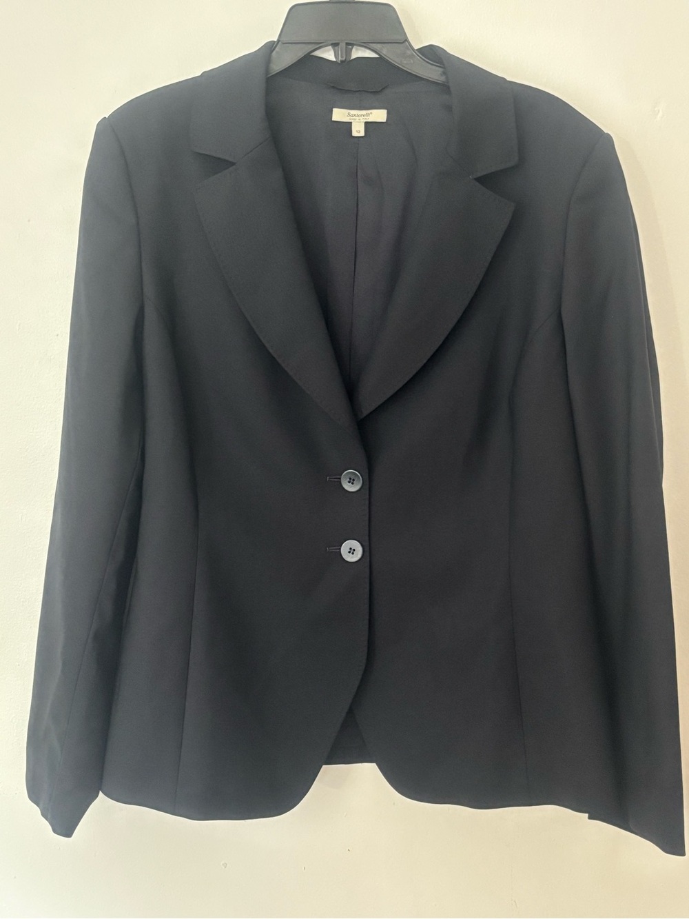 Santorelli Made in Italy Navy Virgin Wool Blazer Jacket Size 12